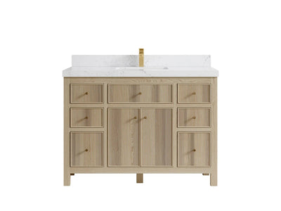 Sonoma Oak 48 in. W x 22 in. D Single Sink Bathroom Vanity in Dark Natural with 2 in. Empira White Quartz Countertop