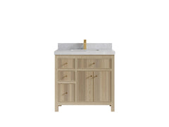 Sonoma White Oak 36 in. W x 22 in. D Center Sink Reeded Bathroom Vanity - photo 17