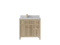 Sonoma White Oak 36 in. W x 22 in. D Left Offset Sink Reeded Bathroom Vanity - photo 17