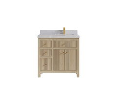 Sonoma White Oak 36 in. W x 22 in. D Right Offset Sink Reeded Bathroom Vanity - photo 17