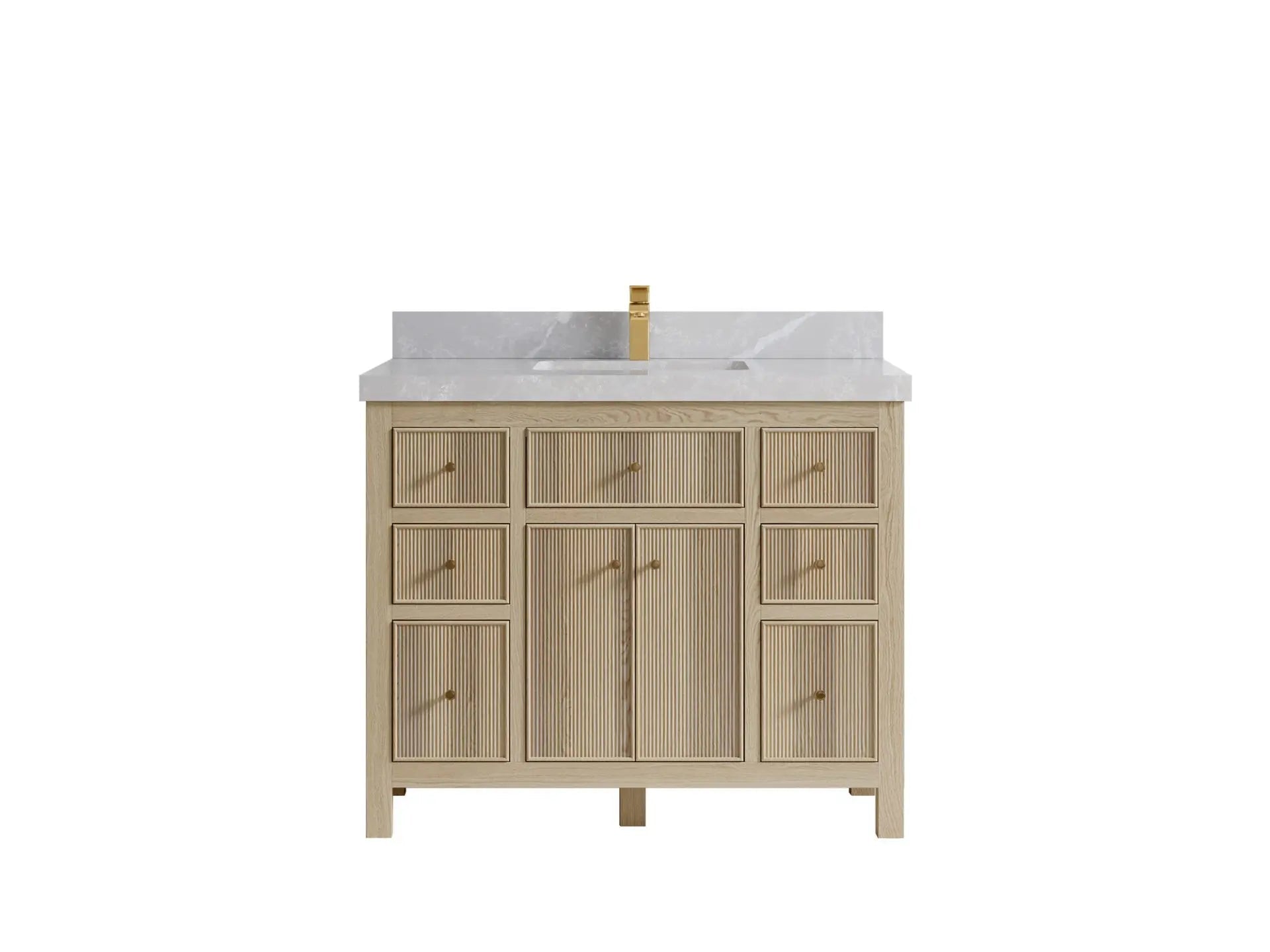 Sonoma Oak 42 in. W x 22 in. D Single Sink Bathroom Vanity in Dark Natural with 2 in. Pearl Light Gray Quartz Countertop