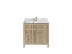 Sonoma White Oak 36 in. W x 22 in. D Center Sink Reeded Bathroom Vanity - photo 19