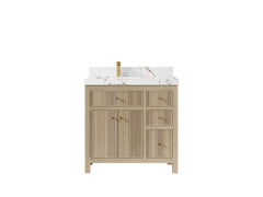 Sonoma White Oak 36 in. W x 22 in. D Left Offset Sink Reeded Bathroom Vanity - photo 19