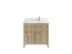 Sonoma White Oak 36 in. W x 22 in. D Right Offset Sink Reeded Bathroom Vanity - photo 19