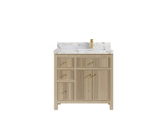Sonoma White Oak 36 in. W x 22 in. D Right Offset Sink Reeded Bathroom Vanity - photo 20