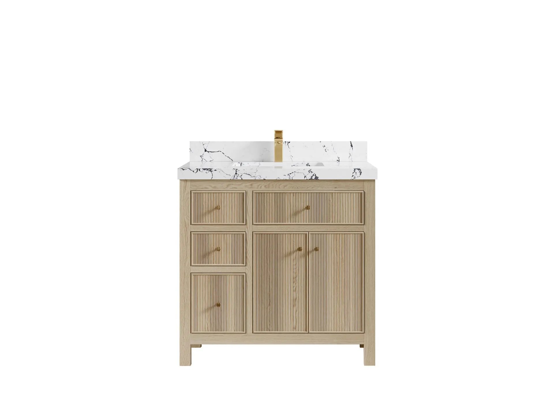 Sonoma Oak 36 in. W x 22 in. D Center Sink Bathroom Vanity in Dark Natural with 2 in. Viola Night Quartz Countertop
