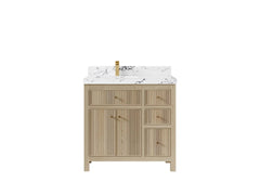 Sonoma White Oak 36 in. W x 22 in. D Left Offset Sink Reeded Bathroom Vanity - photo 21