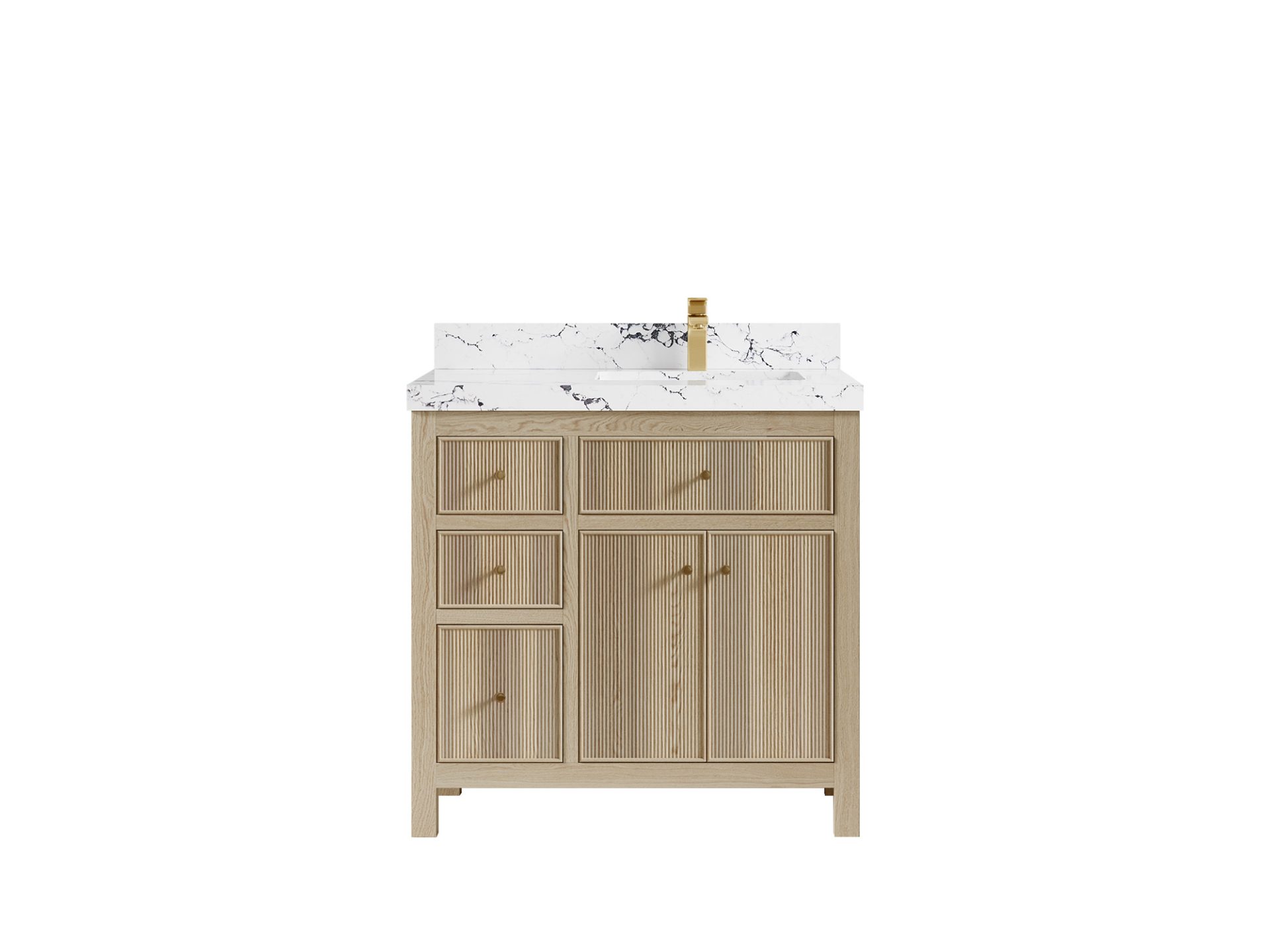 Sonoma Oak 36 in. W x 22 in. D Right Offset Sink Bathroom Vanity in Dark Natural with 2 in. Viola Night Quartz Countertop