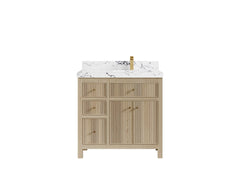Sonoma White Oak 36 in. W x 22 in. D Right Offset Sink Reeded Bathroom Vanity - photo 21