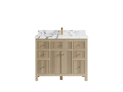 Sonoma Oak 42 in. W x 22 in. D Single Sink Bathroom Vanity in Dark Natural with 2 in. Viola Night Quartz Countertop