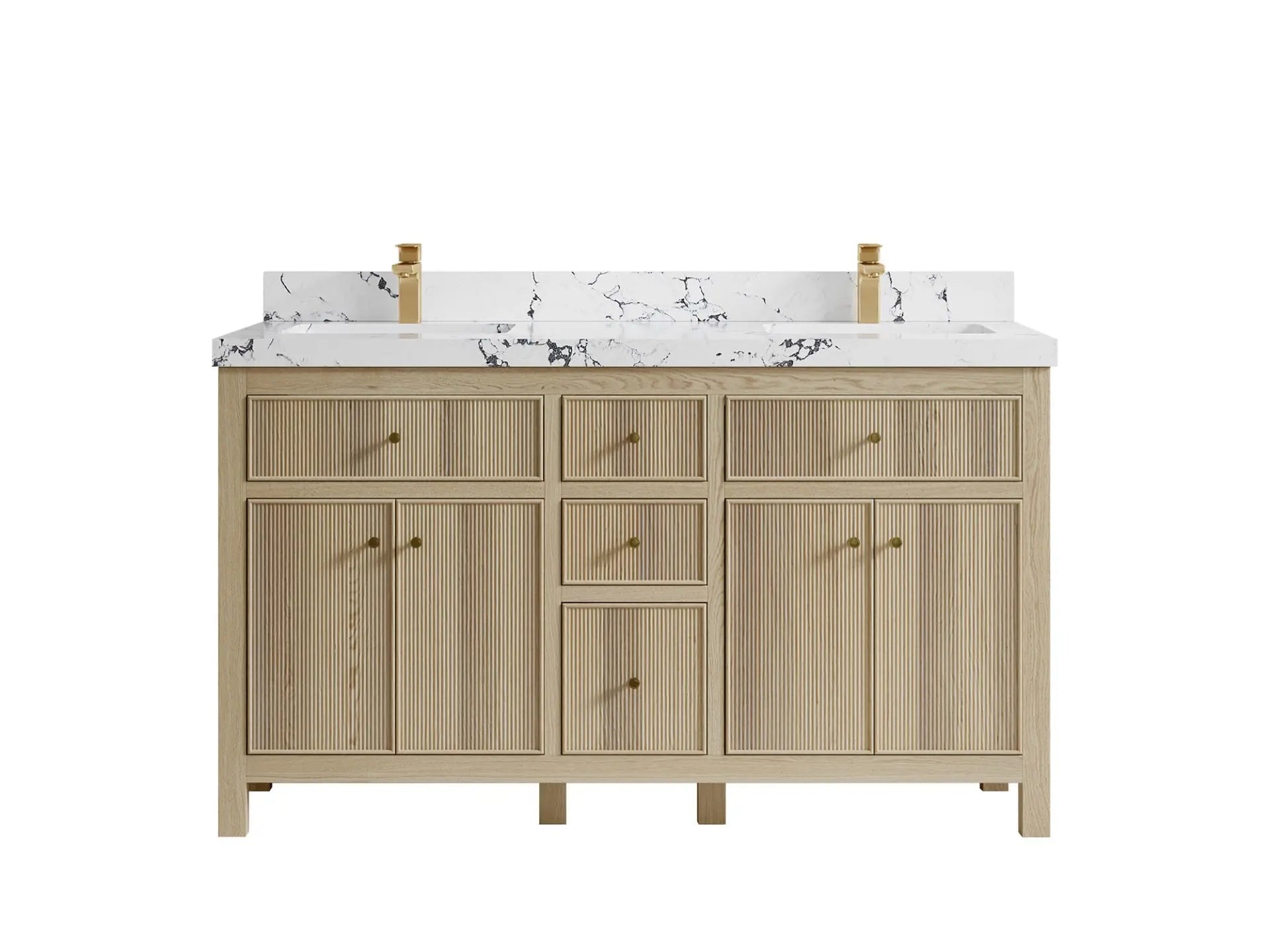 Sonoma Oak 60 in. W x 22 in. D Double Sink Bathroom Vanity in Dark Natural with 2 in. Viola Night Quartz Countertop