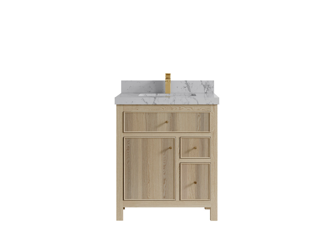 Sonoma Oak 30 in. W x 22 in. D Single Sink Bathroom Vanity in Dark Natural with 2 in. Venatino Quartz Countertop