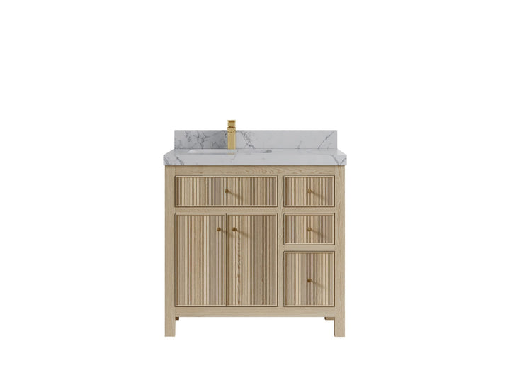 Sonoma White Oak 36 in. W x 22 in. D Left Offset Sink Bathroom Vanity - photo 22