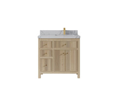 Sonoma White Oak 36 in. W x 22 in. D Right Offset Sink Reeded Bathroom Vanity - photo 22