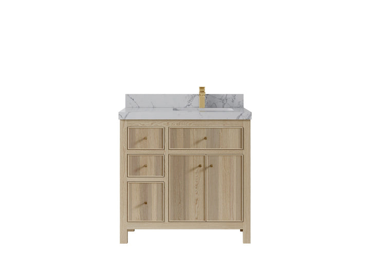 Sonoma White Oak 36 in. W x 22 in. D Right Offset Sink Bathroom Vanity - photo 22