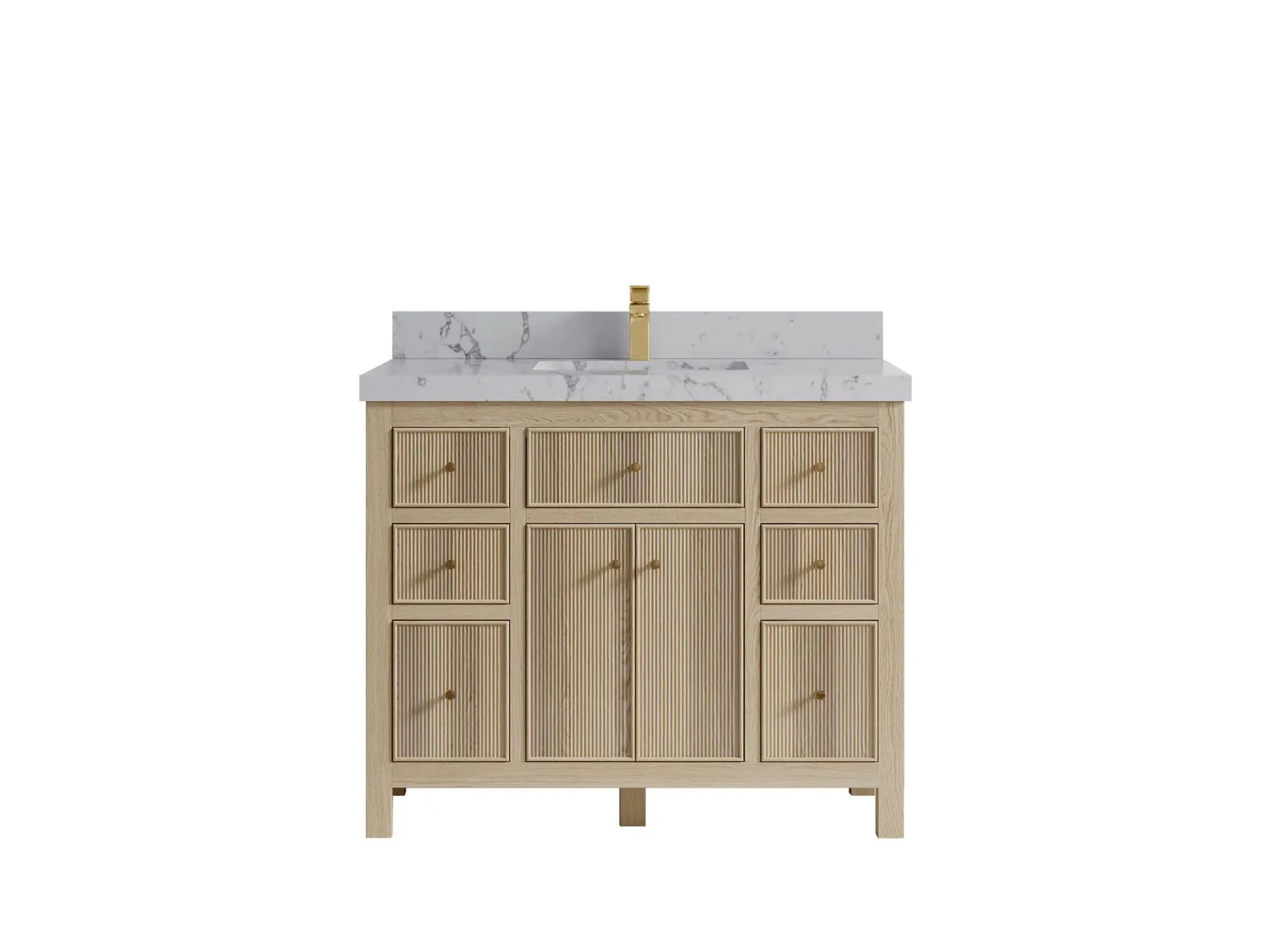 Sonoma Oak 42 in. W x 22 in. D Single Sink Bathroom Vanity in Dark Natural with 2 in. Venatino Quartz Countertop