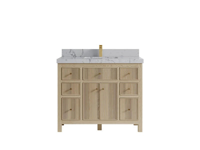 Sonoma Oak 42 in. W x 22 in. D Single Sink Bathroom Vanity in Dark Natural with 2 in. Venatino Quartz Countertop