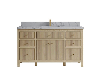 Sonoma Oak 60 in. W x 22 in. D Single Sink Bathroom Vanity in Dark Natural with 2 in. Venatino Quartz Countertop