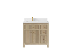 Sonoma White Oak 36 in. W x 22 in. D Left Offset Sink Reeded Bathroom Vanity - photo 23