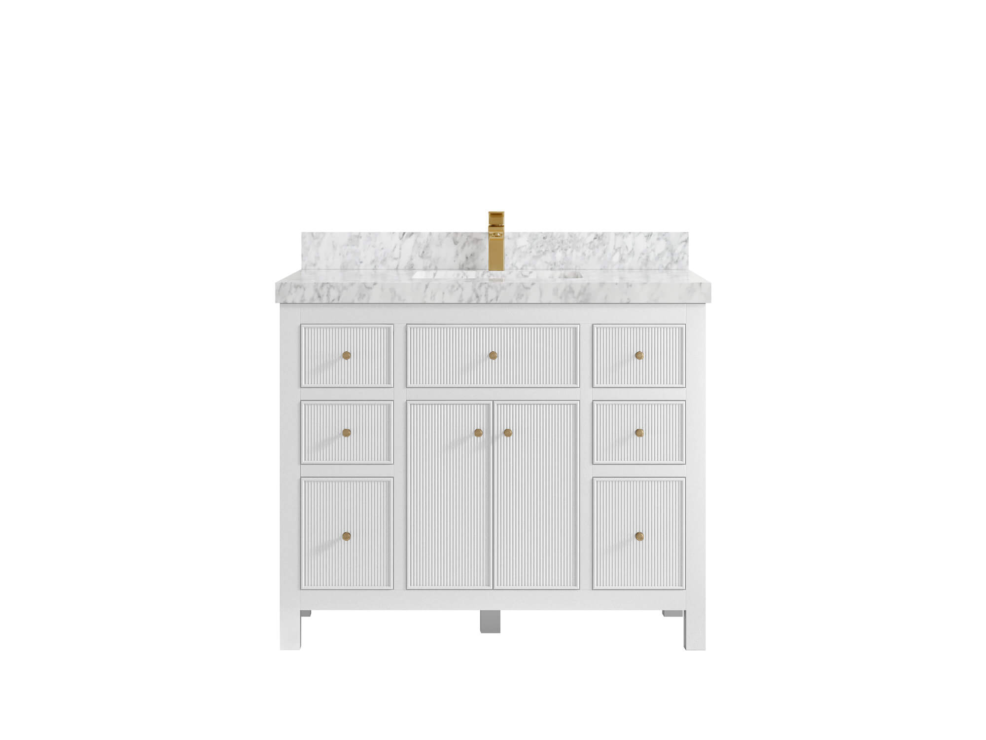 Sonoma 42 in. W x 22 in. D Single Sink Bathroom Vanity in White with 2 in. Carrara Marble Countertop