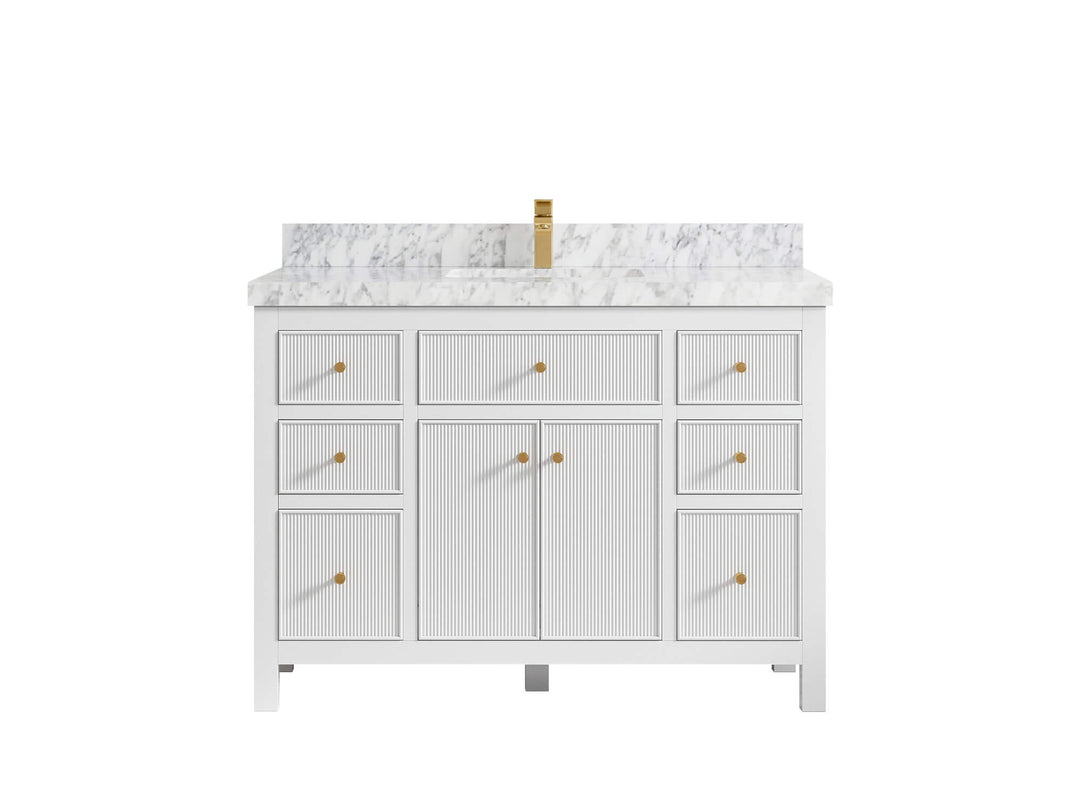 Sonoma 48 in. W x 22 in. D Single Sink Bathroom Vanity in White with 2 in. Carrara Marble Countertop