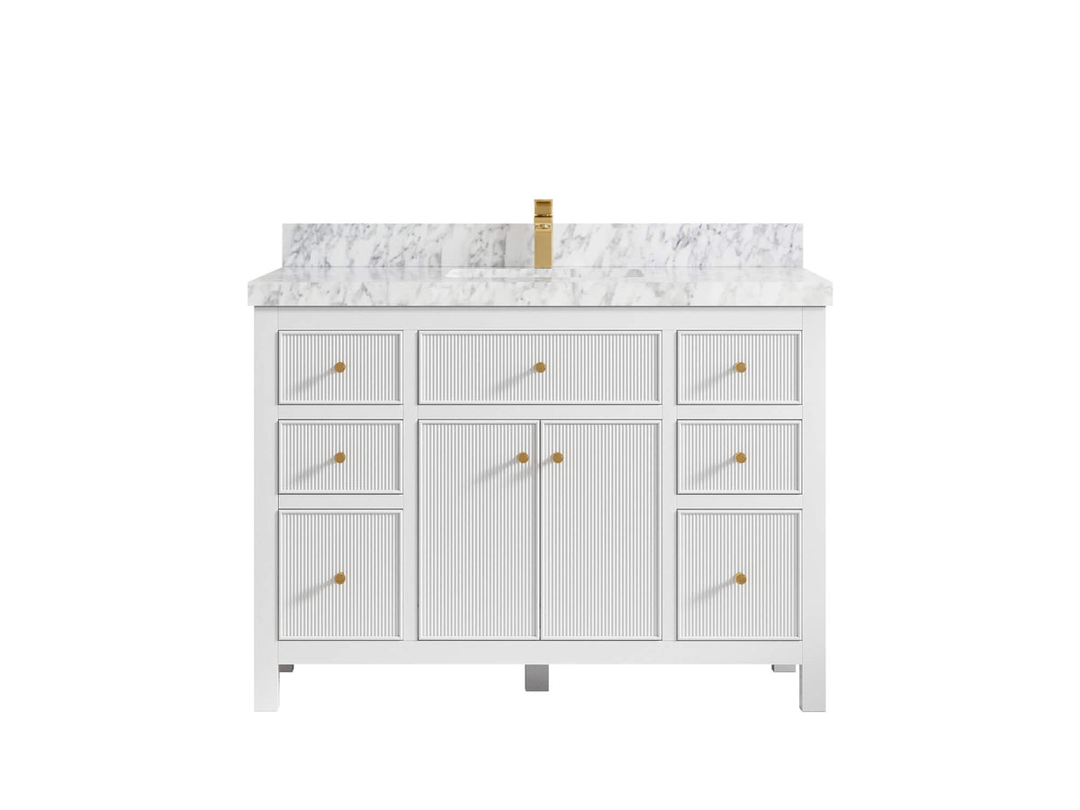Sonoma 48 in. W x 22 in. D Single Sink Bathroom Vanity in White with 2 in. Carrara Marble Countertop