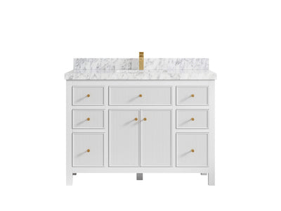 Sonoma 48 in. W x 22 in. D Single Sink Bathroom Vanity in White with 2 in. Carrara Marble Countertop