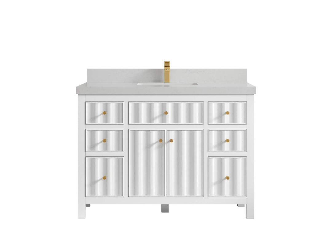 Sonoma 48 in. W x 22 in. D Single Sink Bathroom Vanity in White with 2 in. Carrara Quartz Countertop