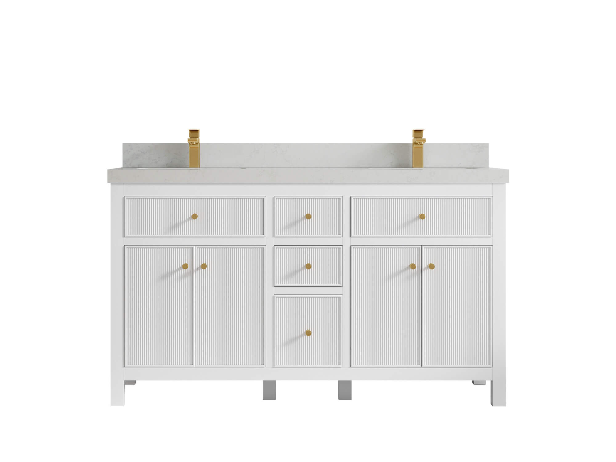 Sonoma 60 in W x 22 in D Free Standing Reeded Double Sink Bathroom Vanity