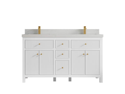 Sonoma 60 in W x 22 in D Free Standing Reeded Double Sink Bathroom Vanity