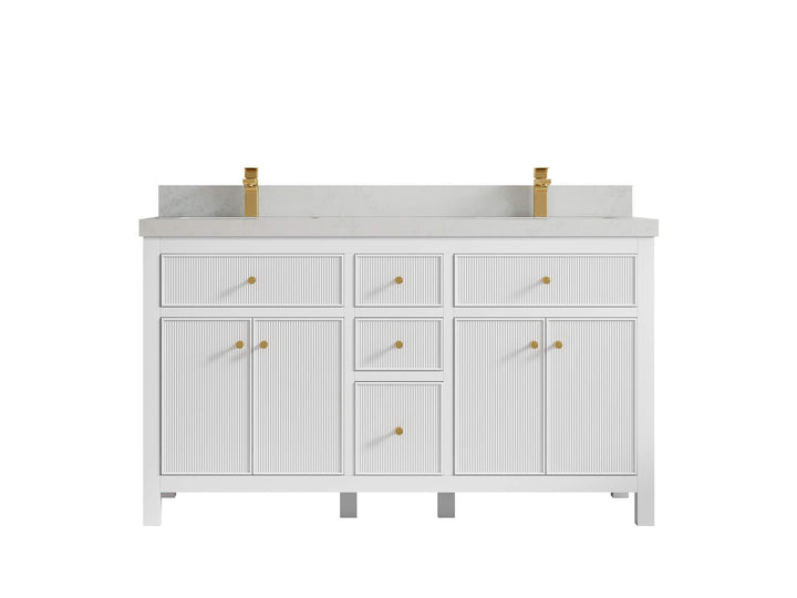Sonoma 60 in W x 22 in D Free Standing Reeded Double Sink Bathroom Vanity - photo 14