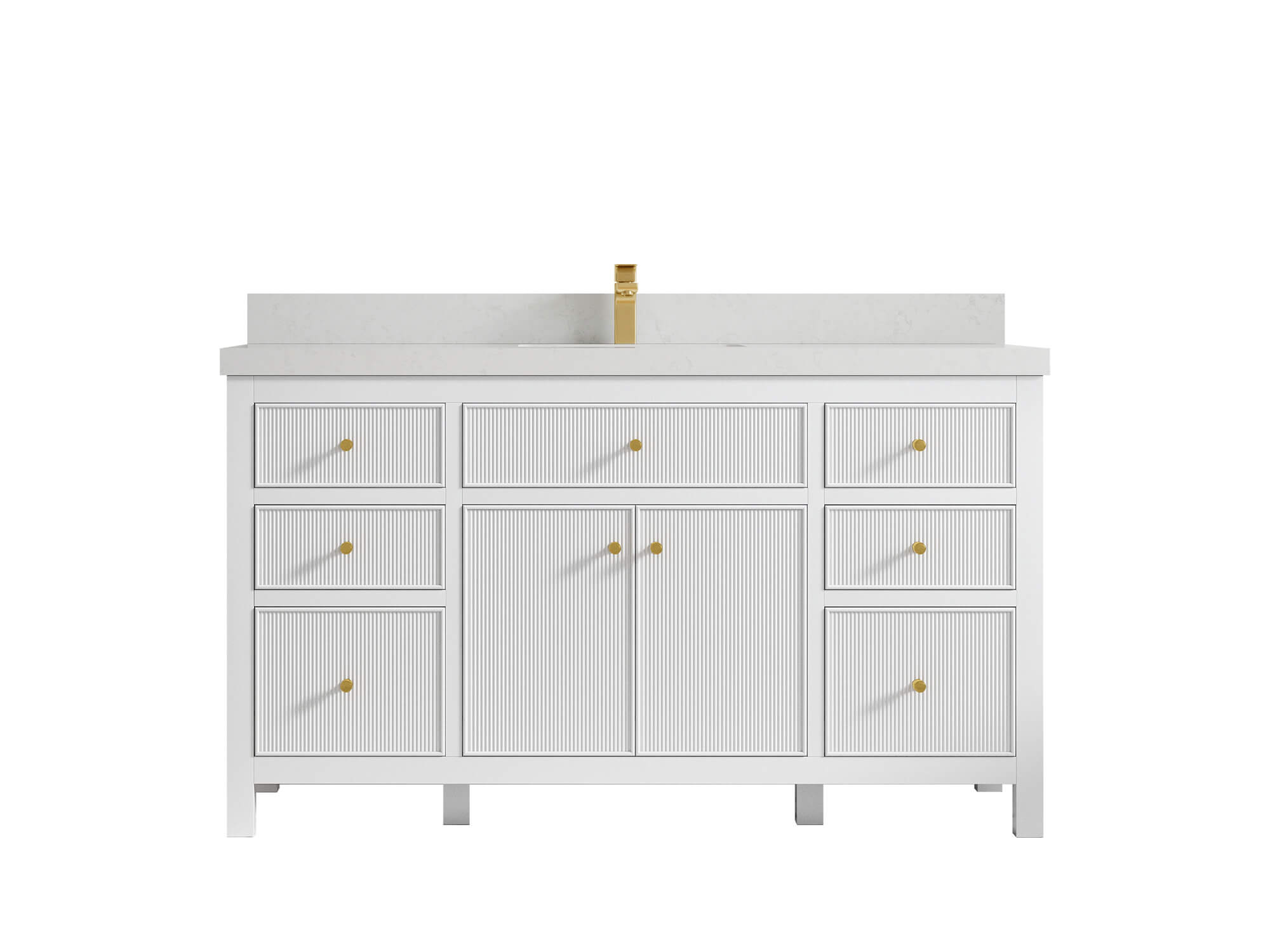 Sonoma 60 in W x 22 in D Free Standing Reeded Single Sink Bathroom Vanity