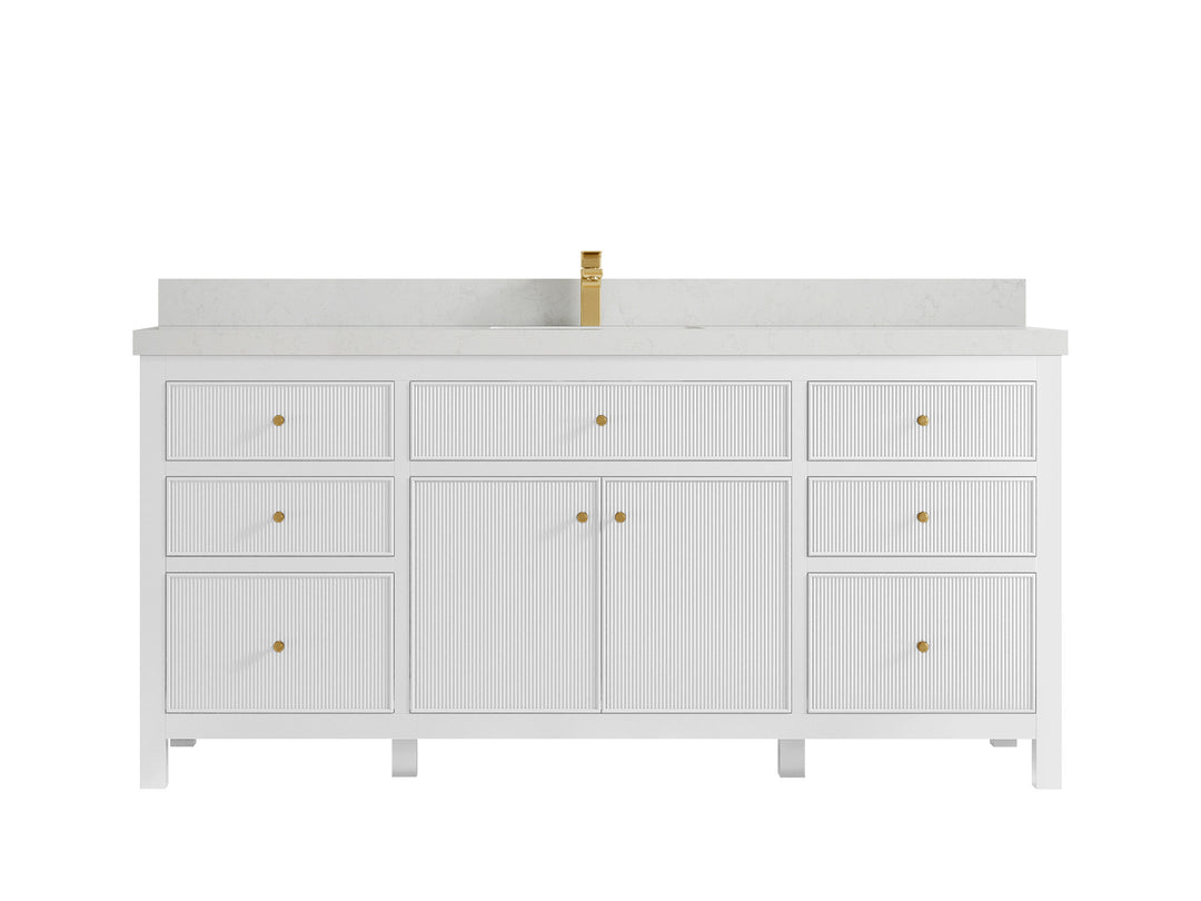 Sonoma 72 in W x 22 in D Free Standing Reeded Single Sink Bathroom Vanity