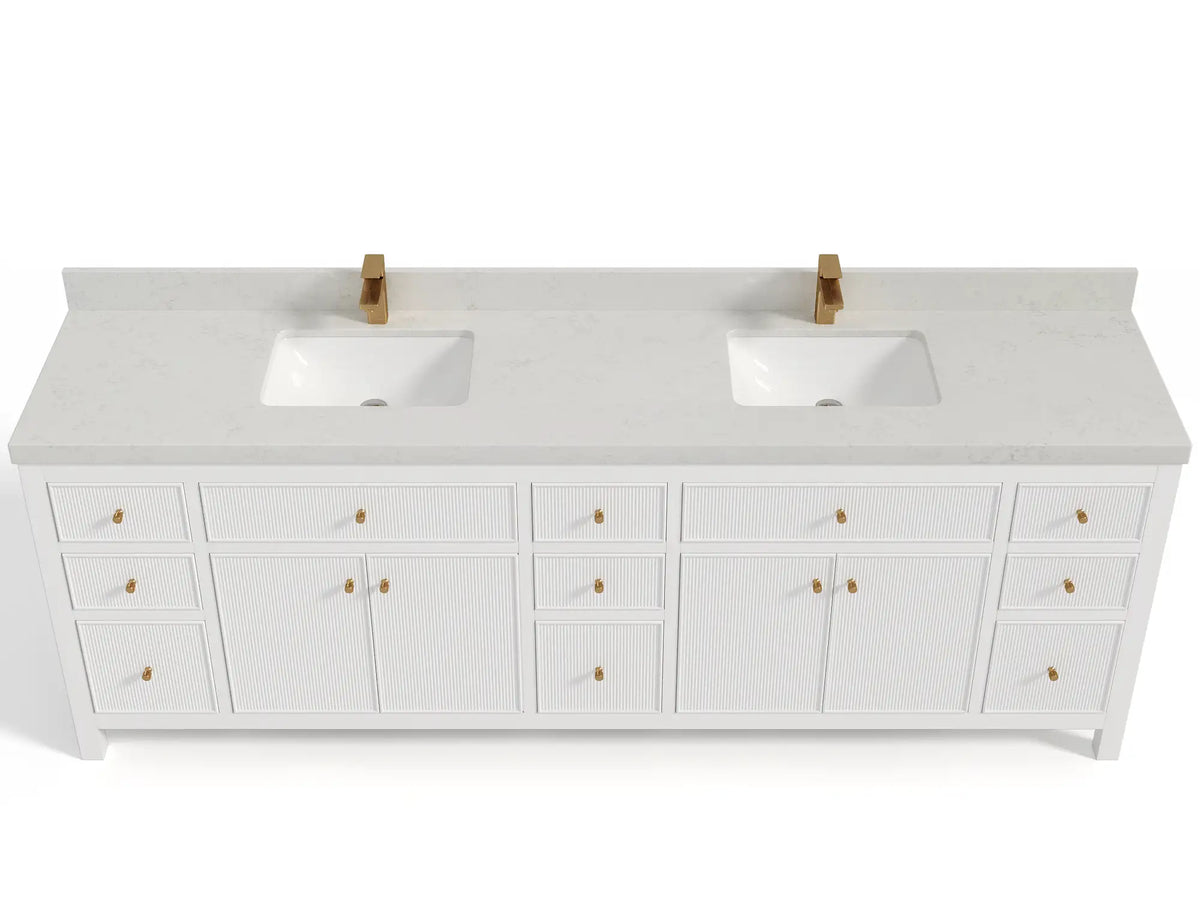 Sonoma 96 in W x 22 in D Free Standing Reeded Double Sink Bathroom Vanity