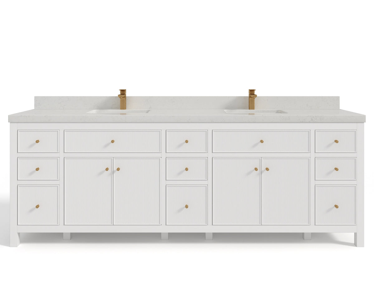 Sonoma 96 in W x 22 in D Free Standing Reeded Double Sink Bathroom Vanity