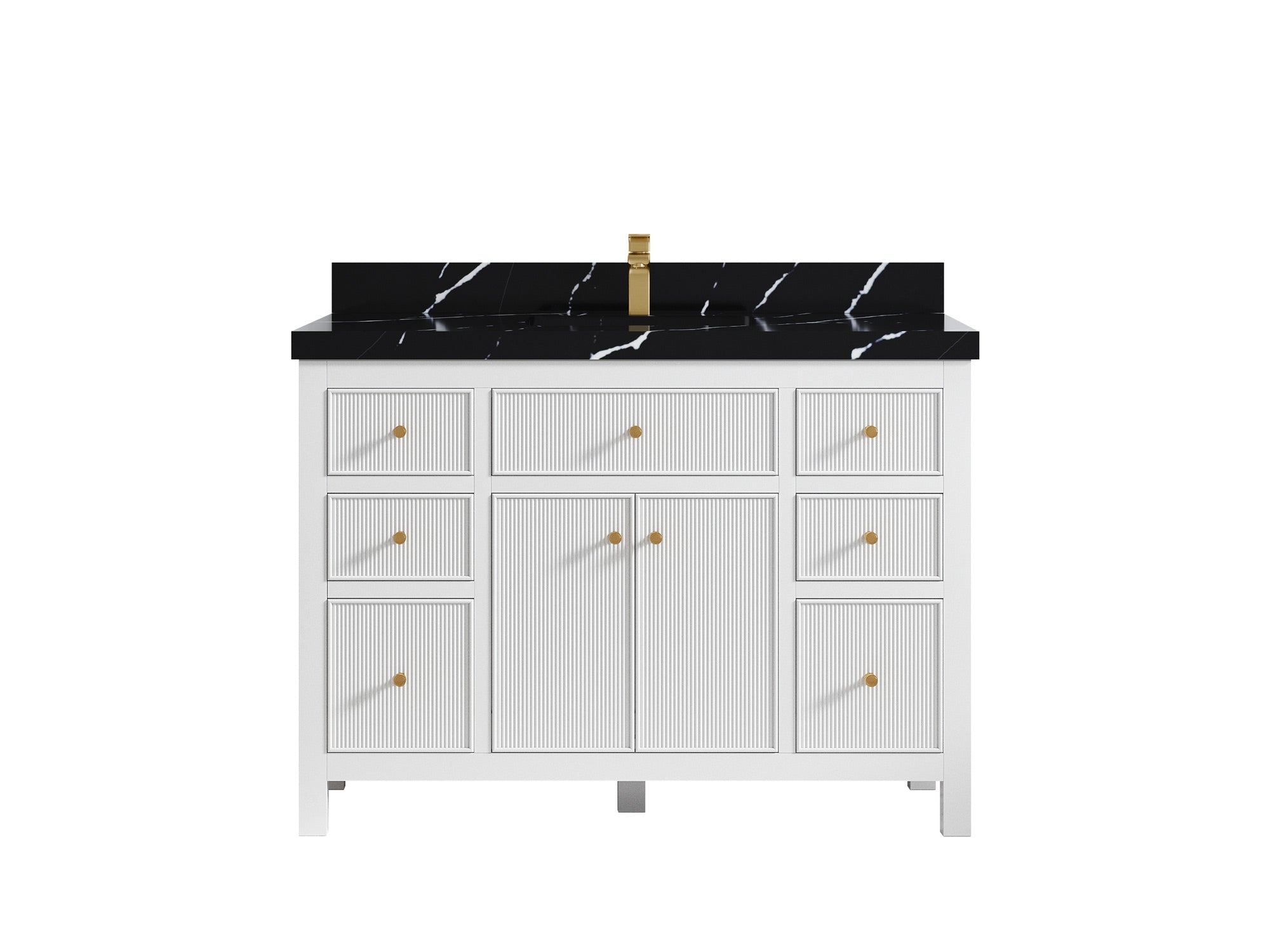Sonoma 48 in. W x 22 in. D Single Sink Bathroom Vanity in White with 2 in. Calacatta Black Quartz Countertop