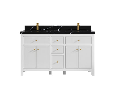 Sonoma 60 in W x 22 in D Free Standing Reeded Double Sink Bathroom Vanity