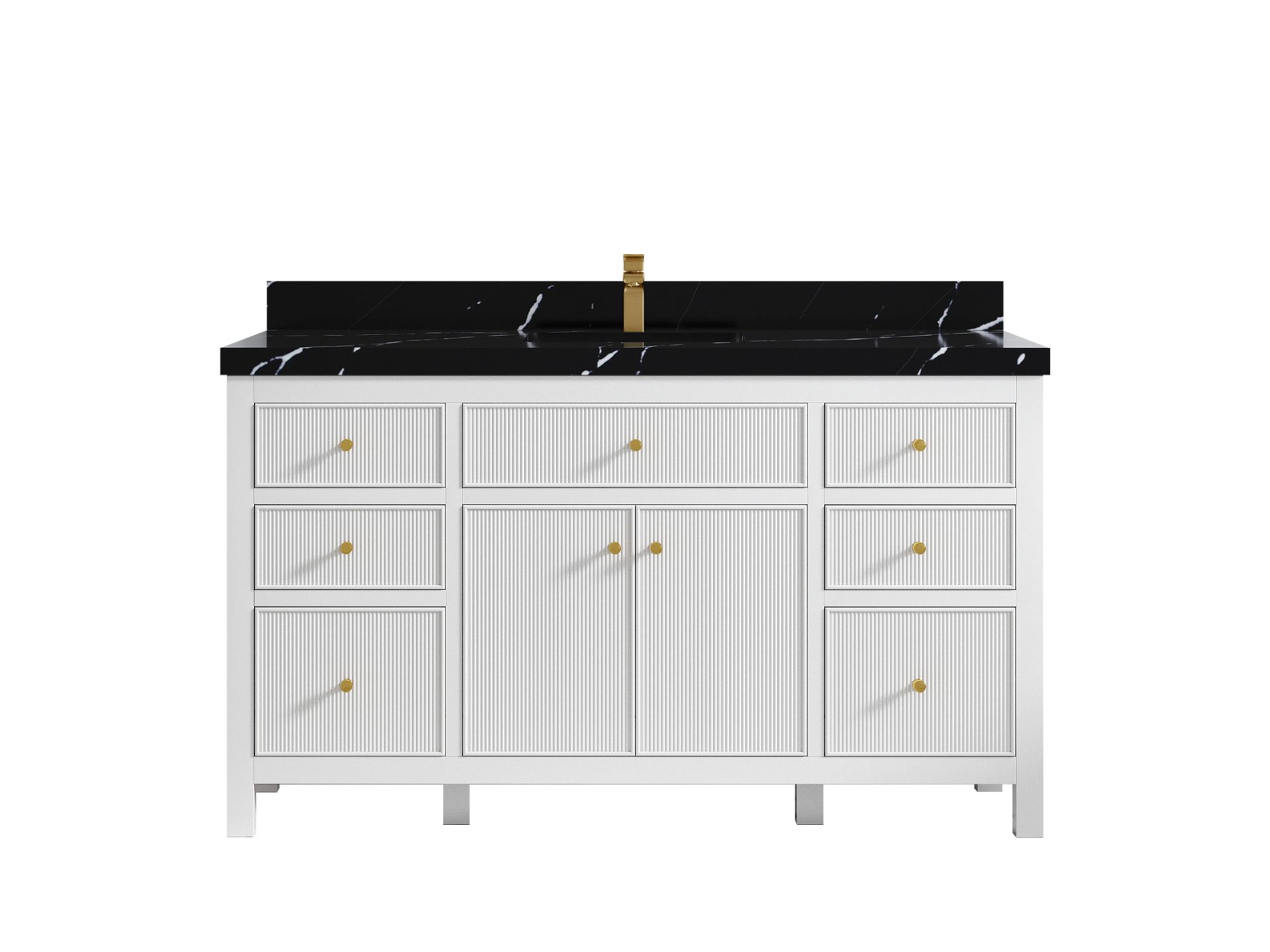 Sonoma 60 in W x 22 in D Free Standing Reeded Single Sink Bathroom Vanity