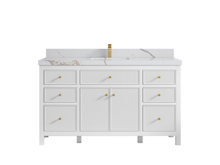Sonoma 60 in W x 22 in D Free Standing Reeded Single Sink Bathroom Vanity - photo 9