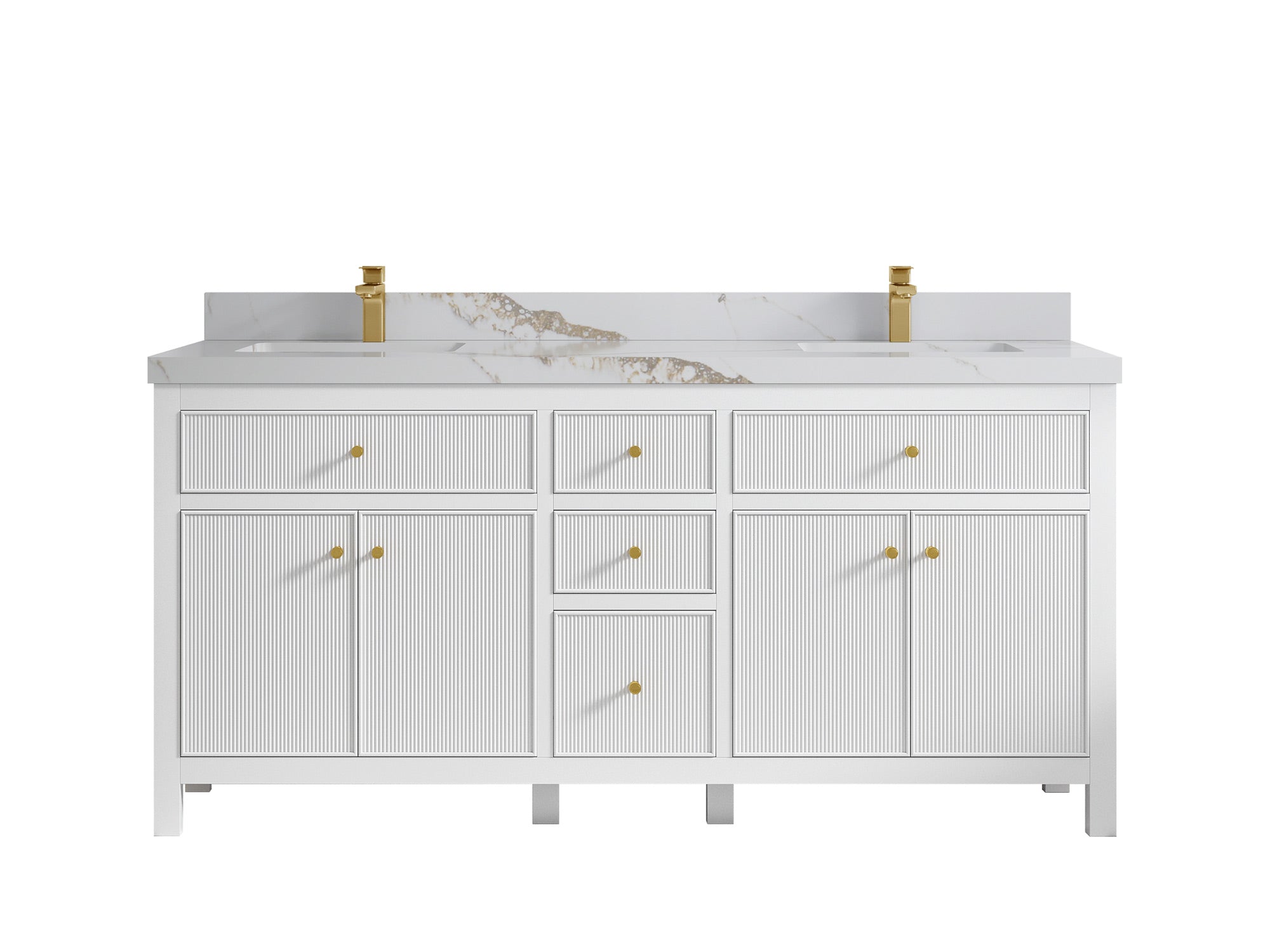 Sonoma 72 in W x 22 in D Free Standing Reeded Double Sink Bathroom Vanity