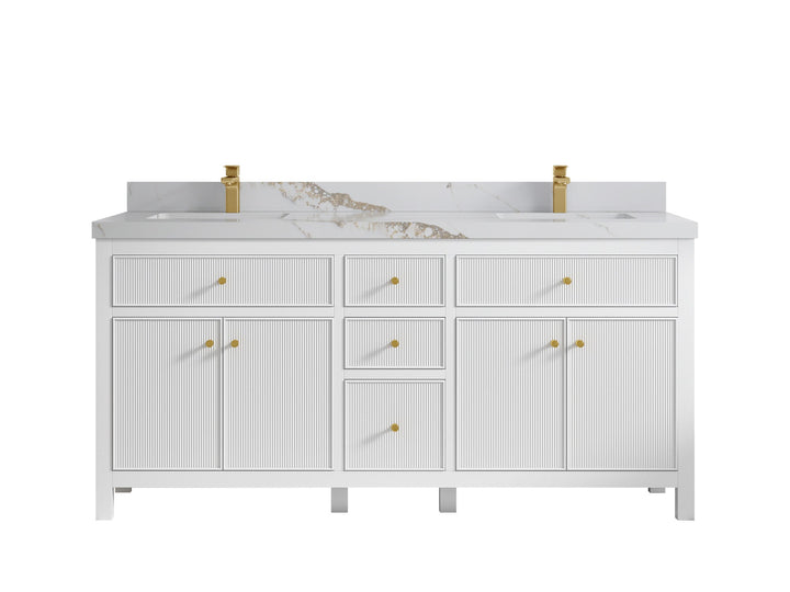Sonoma 72 in W x 22 in D Free Standing Reeded Double Sink Bathroom Vanity - photo 9