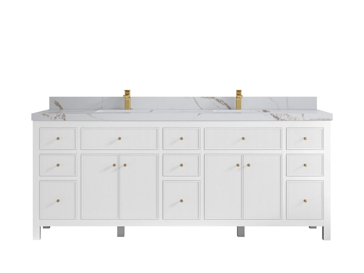 Sonoma 84 in W x 22 in D Free Standing Reeded Double Sink Bathroom Vanity - photo 9