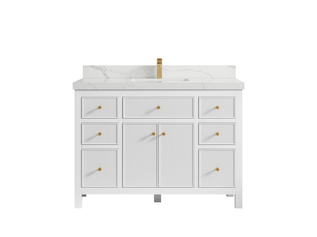 Sonoma 48 in. W x 22 in. D Single Sink Bathroom Vanity in White with 2 in. Calacatta Laza Quartz Countertop