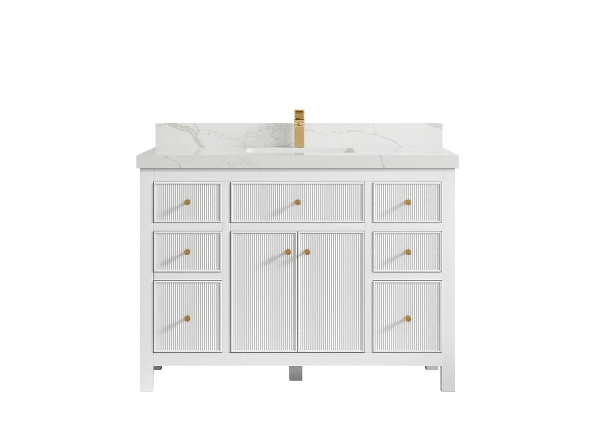 Sonoma 48 in. W x 22 in. D Single Sink Bathroom Vanity in White with 2 in. Calacatta Laza Quartz Countertop
