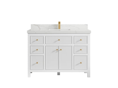Sonoma 48 in. W x 22 in. D Single Sink Bathroom Vanity in White with 2 in. Calacatta Laza Quartz Countertop