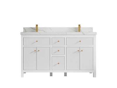 Sonoma 60 in W x 22 in D Free Standing Reeded Double Sink Bathroom Vanity