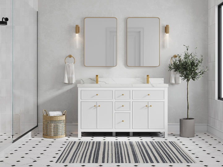 Sonoma 60 in W x 22 in D Free Standing Reeded Double Sink Bathroom Vanity - photo 4