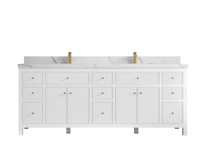 Sonoma 84 in W x 22 in D Free Standing Reeded Double Sink Bathroom Vanity - photo 10