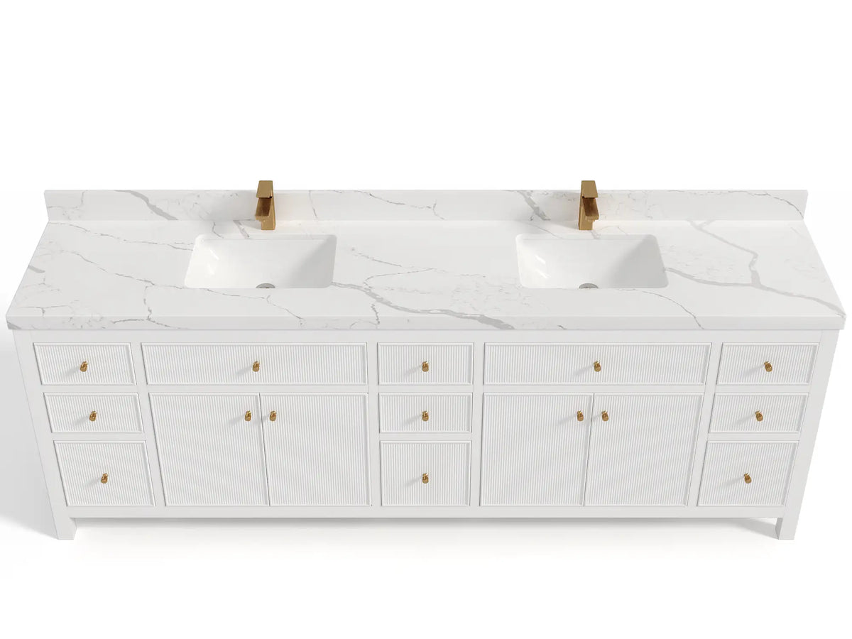 Sonoma 96 in W x 22 in D Free Standing Reeded Double Sink Bathroom Vanity