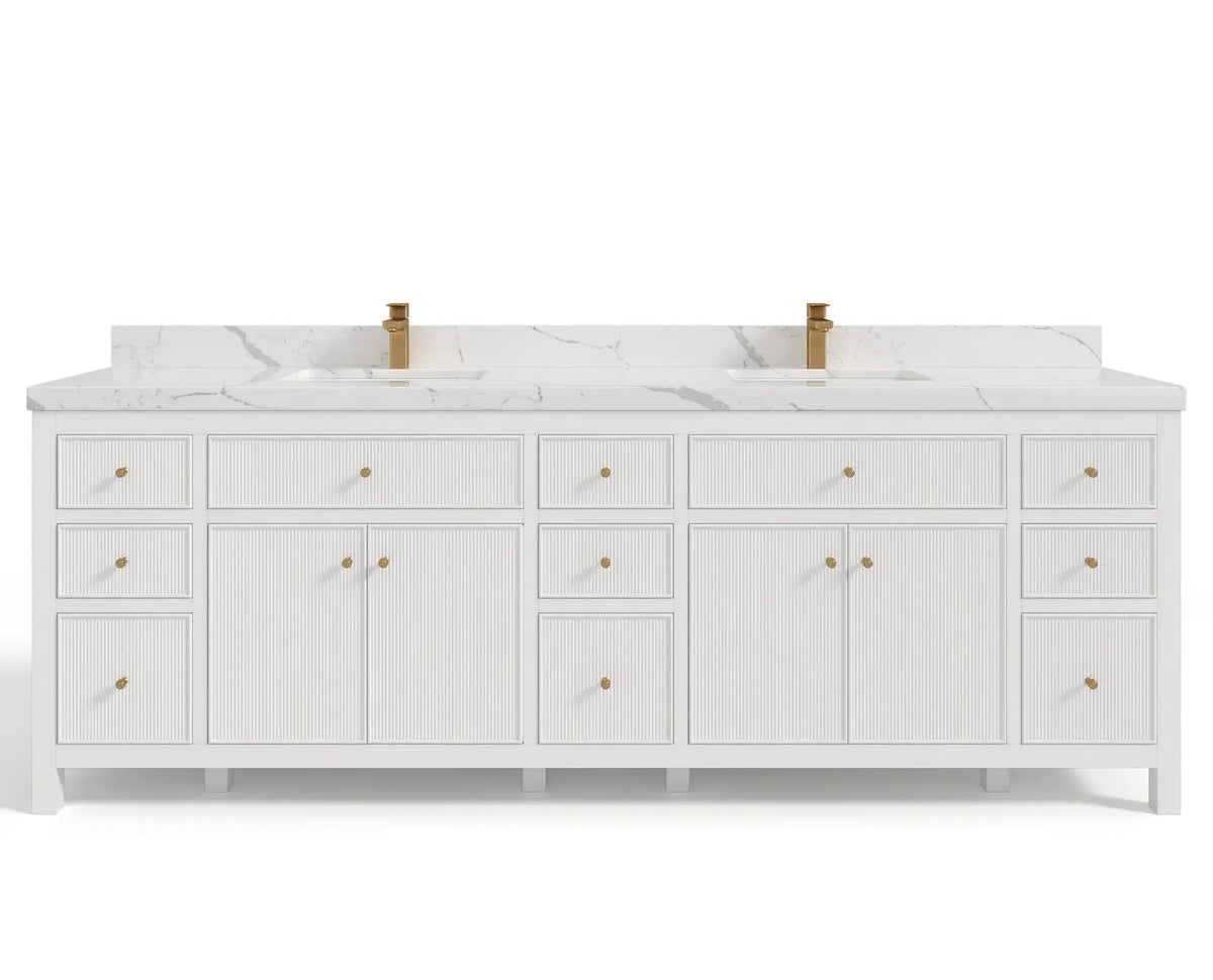 Sonoma 96 in W x 22 in D Free Standing Reeded Double Sink Bathroom Vanity